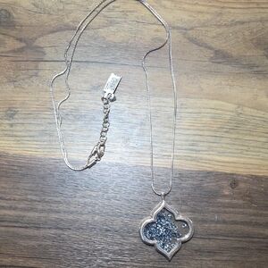 Brighton Long Silver-Tone Pendant Necklace with Blue Accents